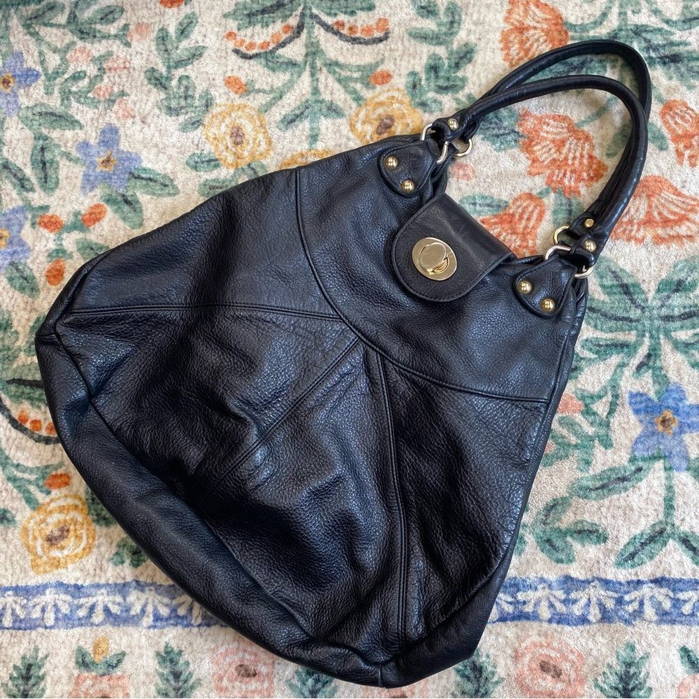 Foley + Corrina Black Pebble Leather Bender Bag hobo slouchy boho purse